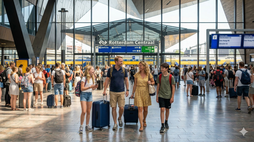 Gezin op het oude Rotterdam Centraal Station_wanneerbouwvak.nl
